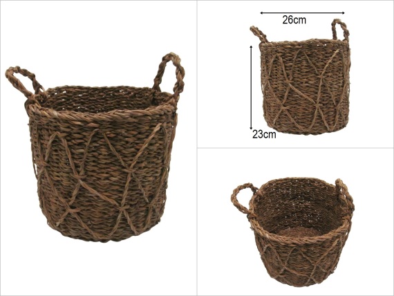 sd52412 no1 çapraz örgü desenli yuvarlak sepet - 1