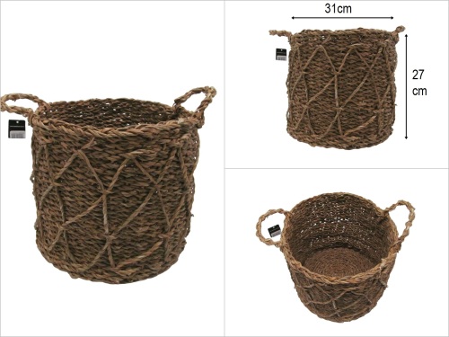 sd52413 no2 çapraz örgü desenli yuvarlak sepet - 