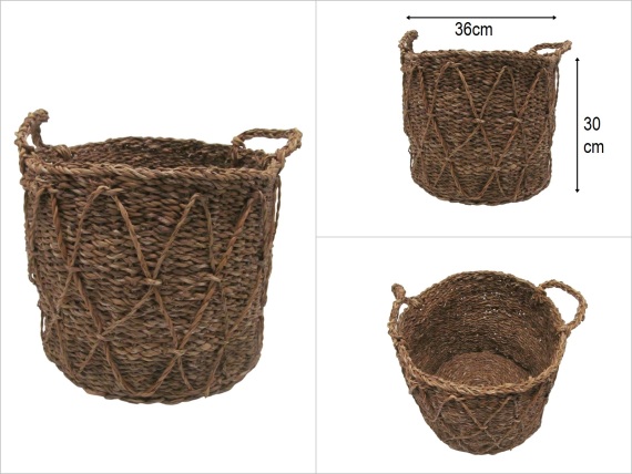 sd52414 no3 çapraz örgü desenli yuvarlak sepet - 1