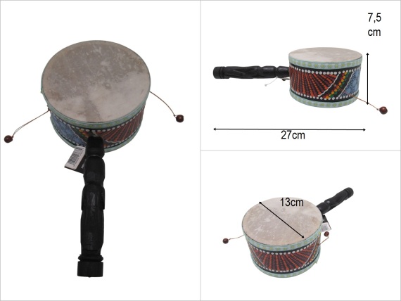 sd52521 otantik işlemeli ahşap saplı el davulu - 1