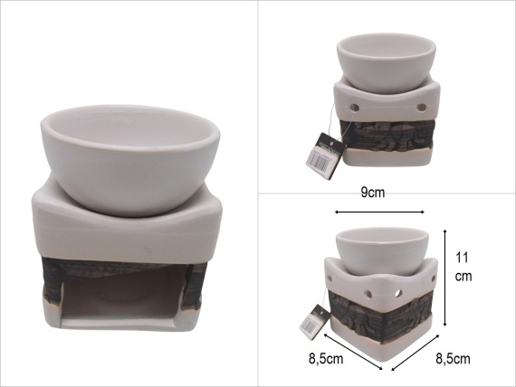 sd52536 seramik fil dekorlu beyaz buhurdanlık - 1