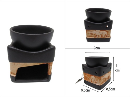 sd52537 seramik fil dekorlu siyah buhurdanlık - 