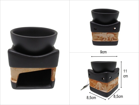 sd52537 seramik fil dekorlu siyah buhurdanlık - 1