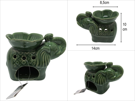 sd52539 dekoratif seramik yeşil filli buhurdanlık - 1