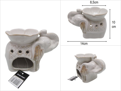 sd52540 dekoratif seramik beyaz filli buhurdanlık - 