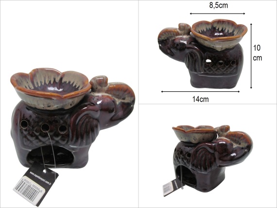 sd52541 dekoratif seramik kahverengi filli buhurdanlık - 1