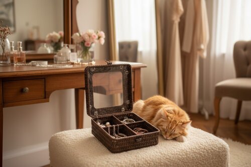 sd52562 mika kapaklı bölmeli pvc rattan sepet - (1)