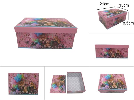 sd52572 dikdörtgen no2 ayıcık dekorlu hediye kutusu düzenleyici organizer - 1