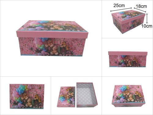 sd52574 dikdörtgen no4 ayıcık dekorlu hediye kutusu düzenleyici organizer - 