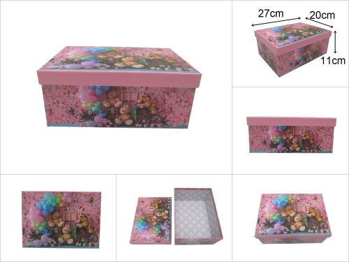 sd52575 dikdörtgen no5 ayıcık dekorlu hediye kutusu düzenleyici organizer - 