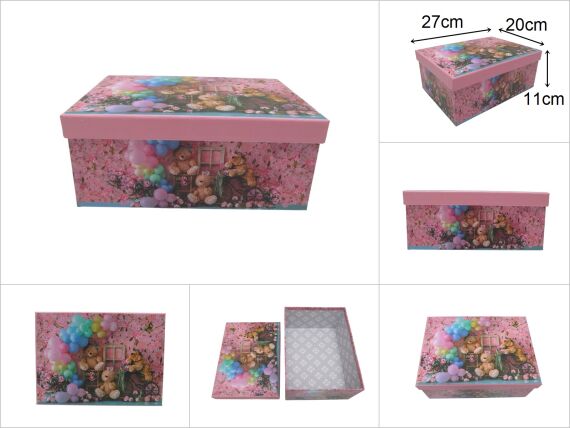 sd52575 dikdörtgen no5 ayıcık dekorlu hediye kutusu düzenleyici organizer - 1