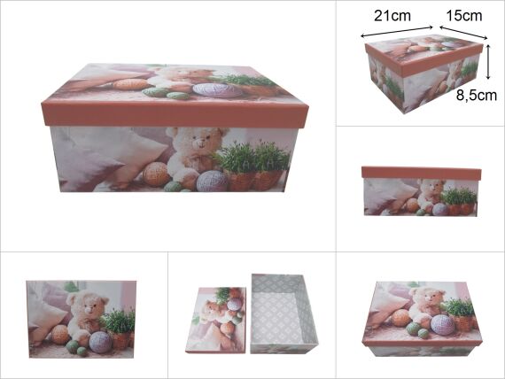 sd52582 dikdörtgen no2 ayıcık dekorlu hediye kutusu düzenleyici organizer - 1