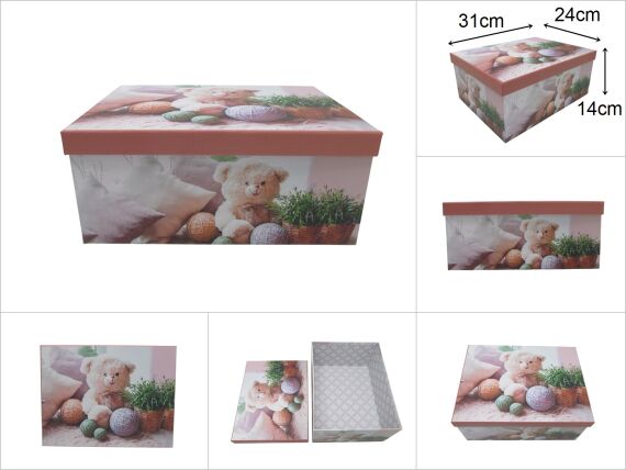 sd52587 dikdörtgen no7 ayıcık dekorlu hediye kutusu düzenleyici organizer - 1