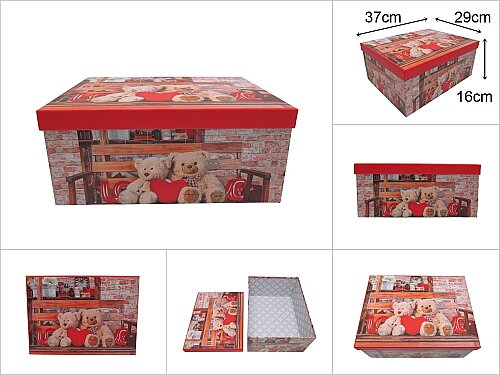 sd52600 dikdörtgen no10 ayıcık dekorlu hediye kutusu düzenleyici organizer - 