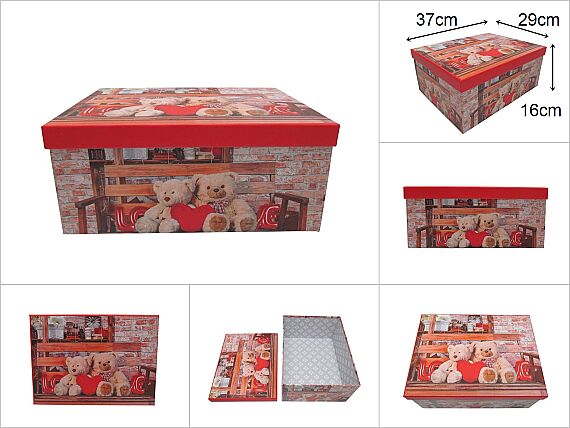 sd52600 dikdörtgen no10 ayıcık dekorlu hediye kutusu düzenleyici organizer - 1