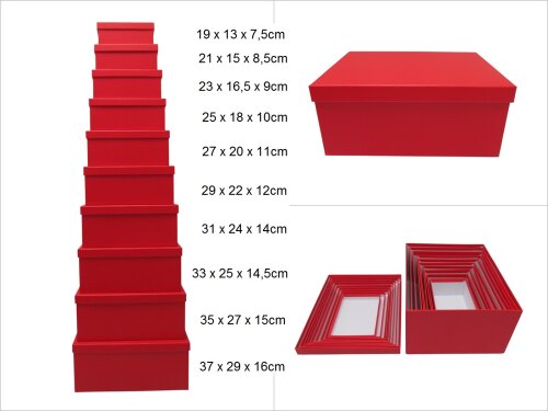 sd52602 dikdörgen 10 lu set kırmızı hediye kutusu - 