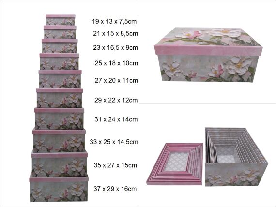 sd52603 dikdörgen 10 lu set çiçek desenli hediye kutusu - 1