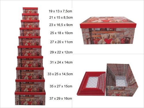 sd52605 dikdörgen 10 lu set ayıcık desenli hediye kutusu - 