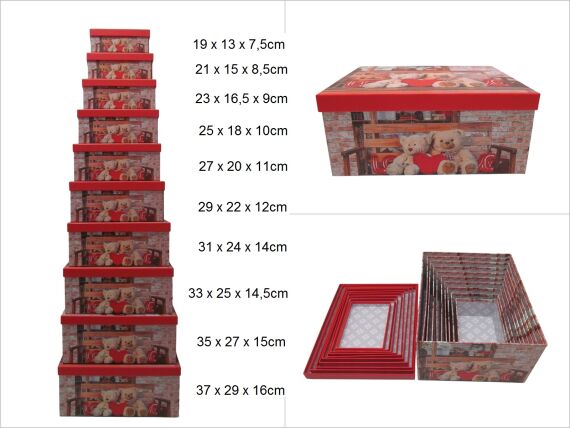 sd52605 dikdörgen 10 lu set ayıcık desenli hediye kutusu - 1