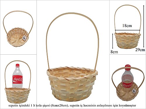 sd52640/YK üstten saplı yuvarlak no2 bambu sepet 75 ADET - 75 ADETLİ KOLİ FİYATI %33 İNDİRİMLİ