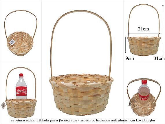 sd52641/YK üstten saplı yuvarlak no3 bambu sepet 75 ADET - 1