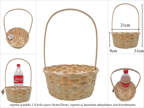 sd52641 üstten saplı yuvarlak no3 bambu sepet - 