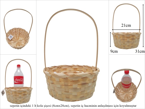 sd52641 üstten saplı yuvarlak no3 bambu sepet - 1