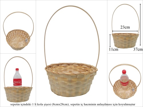 sd52642 üstten saplı yuvarlak no4 bambu sepet - 