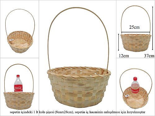 sd52643/K üstten saplı yuvarlak no5 bambu sepet 70 ADET - 70 ADETLİ KOLİ FİYATI %33 İNDİRİMLİ