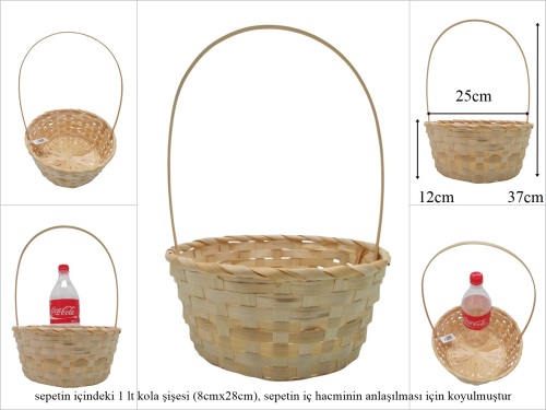 sd52643 üstten saplı yuvarlak no5 bambu sepet - 