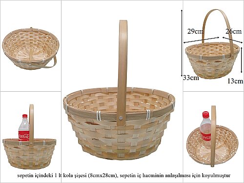 sd52644/K sapı katlanan oval no1 bambu sepet 48 ADET - 48 ADETLİ KOLİ FİYATI %23 İNDİRİMLİ