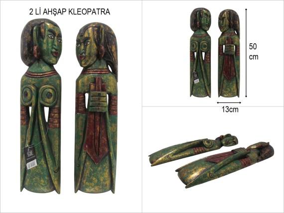 sd52667 dekoratif ahşap el yapımı kleopatra pano 2 li set - 1