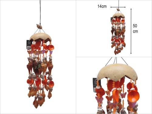 sd52668 hindistan cevizi şapkalı,deniz kabuğu rüzgar çanı - 