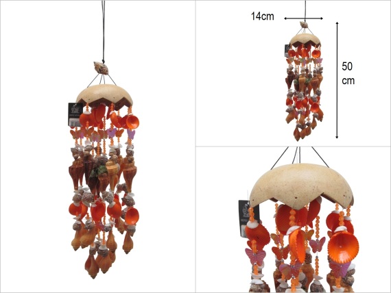 sd52668 hindistan cevizi şapkalı,deniz kabuğu rüzgar çanı - 1