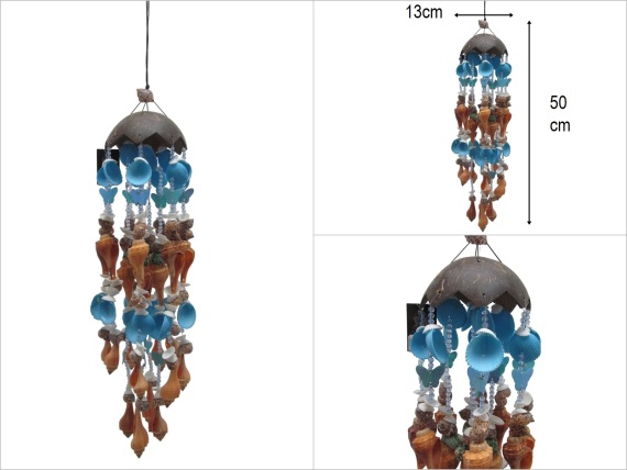 sd52669 hindistan cevizi şapkalı,deniz kabuğu rüzgar çanı - 1