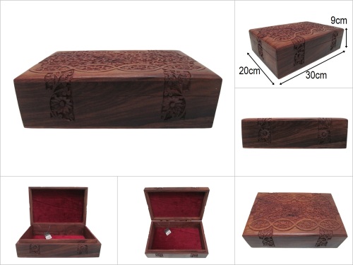 sd52690 dekoratif el oyması ahşap kutu - 