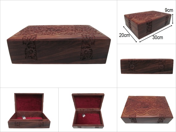 sd52690 dekoratif el oyması ahşap kutu - 1