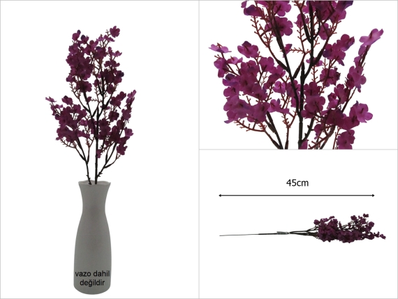 sd52707 dekoratif eflatun yapay çiçek dalı - 1