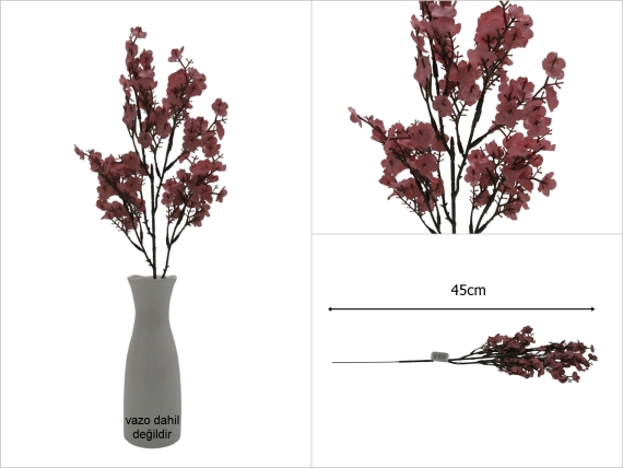 sd52708 dekoratif pudra pembe yapay çiçek dalı - 1