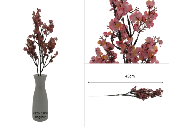 sd52709 dekoratif ebruli pembe yapay çiçek dalı - 1
