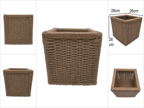 sd52727 ahşap iskelet üzerine sentetik ip örülü düzenleyici depolama sepeti - 