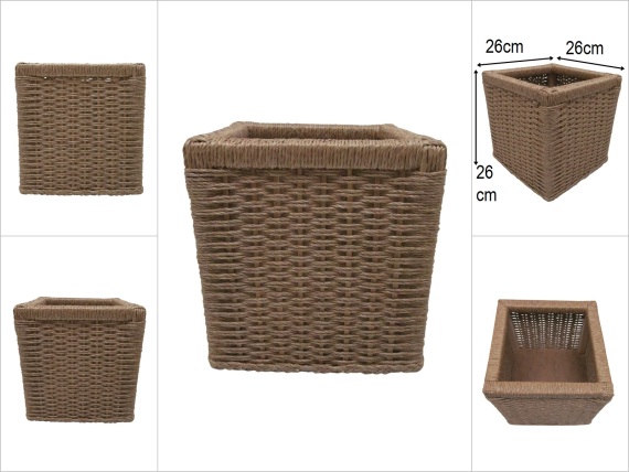 sd52727 ahşap iskelet üzerine sentetik ip örülü düzenleyici depolama sepeti - 1