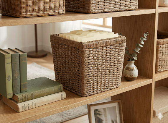 sd52727 ahşap iskelet üzerine sentetik ip örülü düzenleyici depolama sepeti - 2