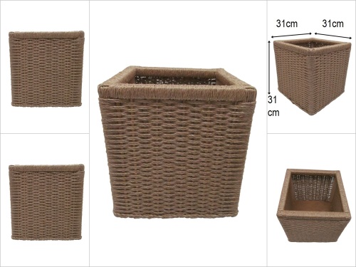 sd52728 ahşap iskelet üzerine sentetik ip örülü düzenleyici depolama sepeti - 