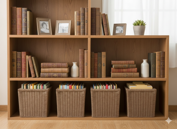 sd52729 ahşap iskelet üzerine sentetik ip örülü düzenleyici depolama sepeti - 2