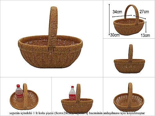 sd52731 üstten saplı no2 metal iskelet üzerine pvc örülü oval sepet - 