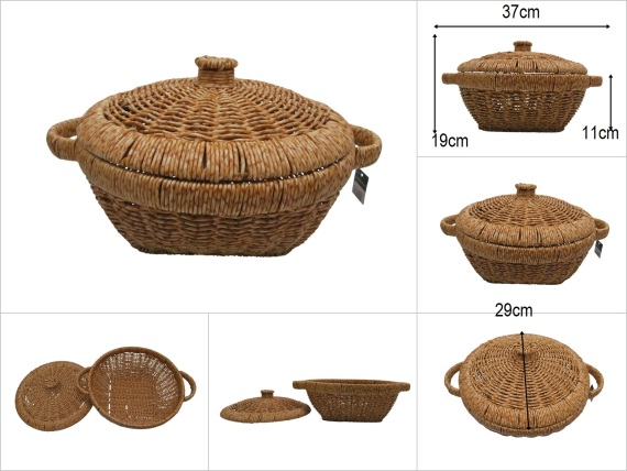 sd52734 metal iskelet üzerine pvc örülü kapaklı tencere sepet - 1