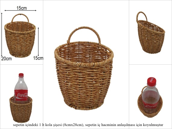 sd52736 metal iskelet üzerine pvc örülü no1 kulplu duvar sepeti - 1