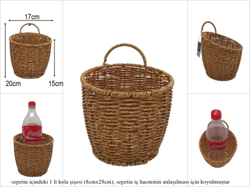 sd52737 metal iskelet üzerine pvc örülü no2 kulplu duvar sepeti - 