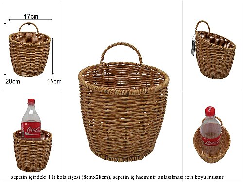 sd52737 metal iskelet üzerine pvc örülü no2 kulplu duvar sepeti - 